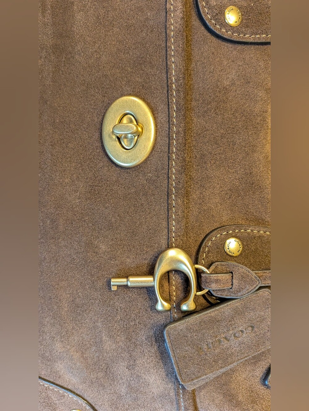 Coach Rhyder 38 Suede Satchel - Dark Chocolate - Picture 9 of 15